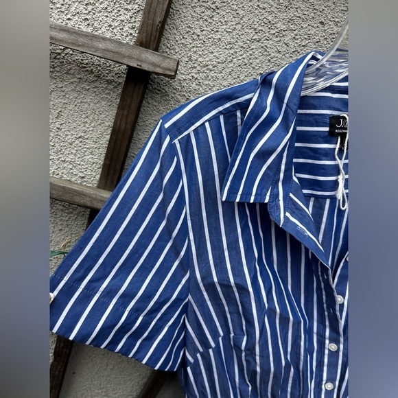 J. Crew Cerise shirtdress in striped poplin Deep Sea Stripes - Picture 10 of 11